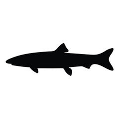 barracuda vector silhouette icon - ideal for fishing logos, seafood icons, and aquatic-themed graphics.