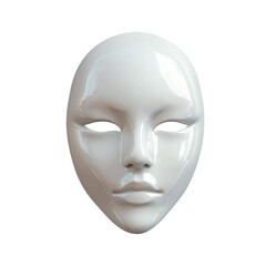 White plastic face mask isolated on transparent background