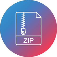 Zip File Line Gradient Circle Background Icon