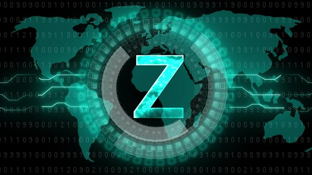 Digital Letter z with Futuristic Global Technology Network Background.