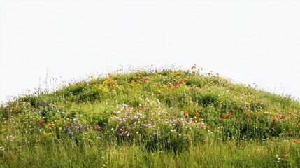 Vibrant hilltop meadow bursting with wildflowers