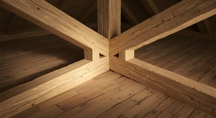 Wooden Beam Structure Interior Design Architecture Detail