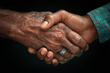 Young hand holding elderly hand showing support and care