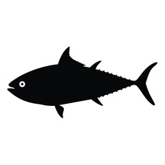 bluefin tuna vector silhouette icon - ideal for fishing logos, seafood icons, and aquatic-themed graphics.