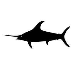 blue marlin vector silhouette icon - ideal for fishing logos, seafood icons, and aquatic-themed graphics.