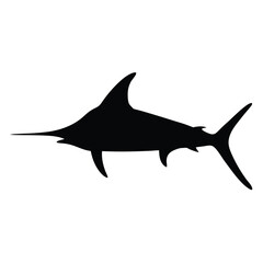 blue marlin vector silhouette icon - ideal for fishing logos, seafood icons, and aquatic-themed graphics.