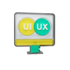 3D UI UX Design Icon on Monitor Screen – Colorful User Interface and Experience Concept