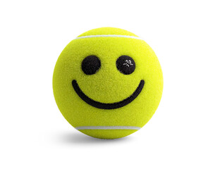 Tennis Ball with Smiley Face and Tears on a Transparent Background