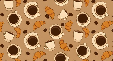 Obraz premium Coffee Elements Pattern