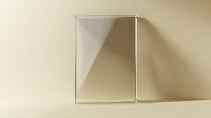 Transparent rectangular object on a light beige background