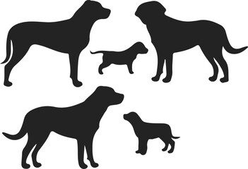 Dog Family Silhouettes Front view of dogs group standing 