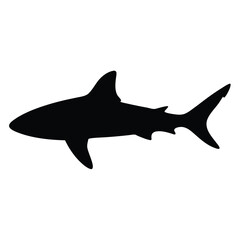bull shark vector silhouette icon - ideal for fishing logos, seafood icons, and aquatic-themed graphics.