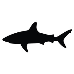 bull shark vector silhouette icon - ideal for fishing logos, seafood icons, and aquatic-themed graphics.