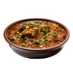 Bhuna Gosht Dum Pukht Indian Gravy Dish Isolated on Transparent Background

