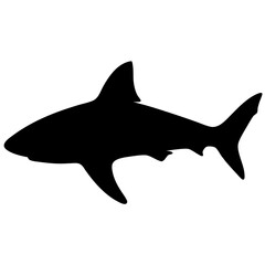 bull shark vector silhouette icon - ideal for fishing logos, seafood icons, and aquatic-themed graphics.