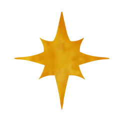 Wonderful delicate yellow star. Hand made digital illustration, isolated object from a large set of cosmic elements. Cute items for kids for the design, decoration and composition of clothes, room