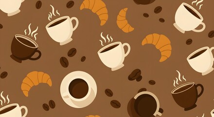 Fototapeta premium Coffee Elements Pattern