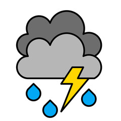 cloud rain with thunder icon vector symbol of weather illustration