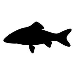 carp vector silhouette icon - ideal for fishing logos, seafood icons, and aquatic-themed graphics.