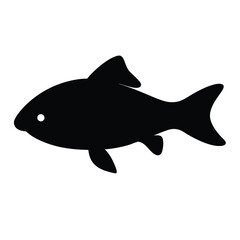carp vector silhouette icon - ideal for fishing logos, seafood icons, and aquatic-themed graphics.