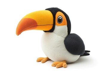 Naklejka premium A cute and colorful toucan with its oversized beak, isolated on a plain white background