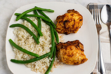 seasoned chicken thighs  witgh rice