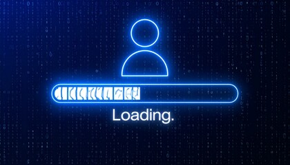 Loading progress bar representing a user profile, indicating the process of accessing data or initializing an account.