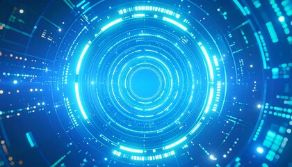 Obraz premium Abstract digital technology concept showing a futuristic technological interface with glowing circles