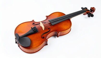 Fototapeta premium classical wooden violin on white background