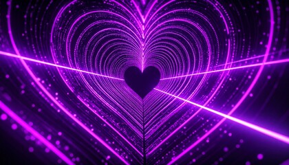 A mesmerizing digital artwork featuring a tunnel of hearts in shades of pink and purple, creating a sense of depth and enchantment.
