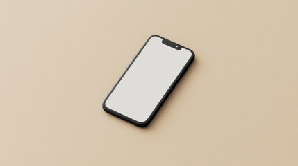 Minimalistic mockup of a modern frameless smartphone with a blank screen, rendered in 3D. This rendering features a sleek and contemporary frameless smartphone design, emphasizing minimalism and funct