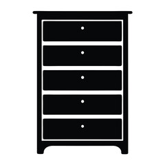 chest of drawers vector silhouette icon - perfect for furniture icons, decals, or eps crafts.