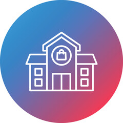 Shopping Mall Line Gradient Circle Background Icon