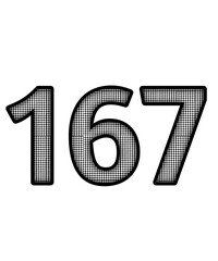 Black and white color numbers 167