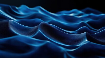 Obraz premium Abstract dark blue flowing waves, representing digital fluid dynamics simulation