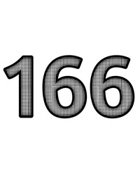 Black and white color numbers 166