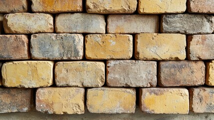 Stacked reclaimed bricks outdoors, construction site background