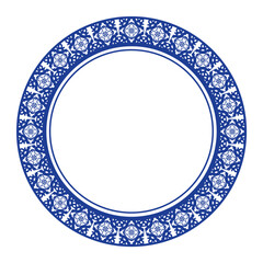 Round frame pattern floral design. ring shape. botanical, natural theme. for decoration, background, home decor, ceramic, fabric, tile. circular border.