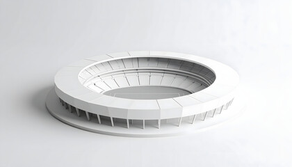 White 3d model of a soccer stadium on white background