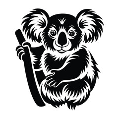Koala silhouette vector, koala clinging to tree silhouette vector illustration, Minimalist Koala Silhouette