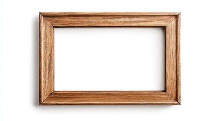 Empty light brown wooden picture frame