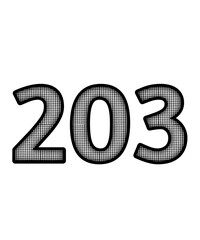 Black and white color numbers 203