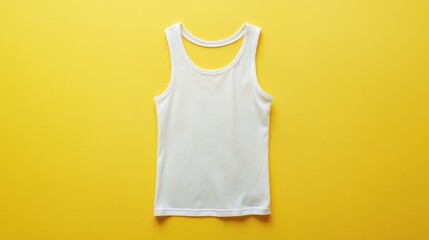 Blank white tank top on yellow background
