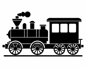 Modern Train Silhouette Vector Icon &ndash; Black and White High-Speed Railway Illustration