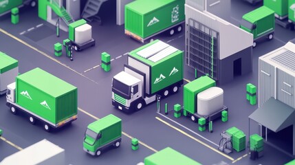 Obraz premium Green supply chain management emphasizes optimizing sustainability throughout the entire process.