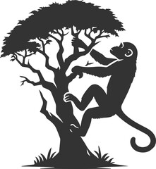 Black isolated artwork vector silhouette of a chimpanzee