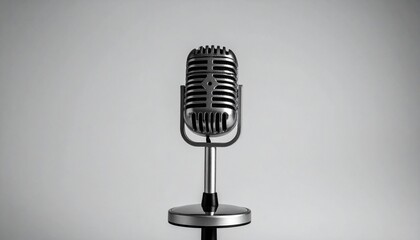 vintage silver microphone on stand