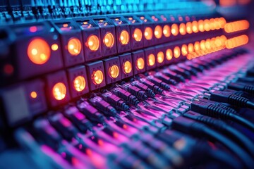 Obraz premium High-Tech Digital Energy Analyzers in Rack Setup