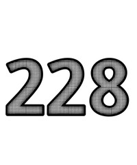 Black and white color numbers 228