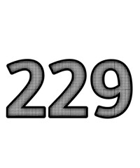 Black and white color numbers 229